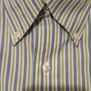 Brooks Brothers Blue and Green Striped Dress Shirt